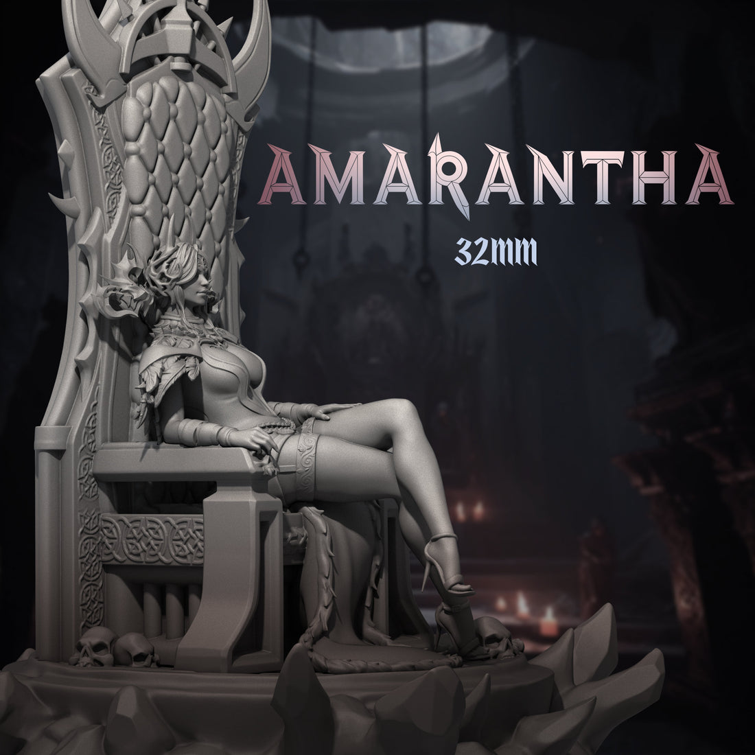 Queen Miniature, Amarantha | Tabletop RPG Miniature | Dungeons and Maidens | Roleplaying 3D Printed Fantasy Mini - 3DPrintDen