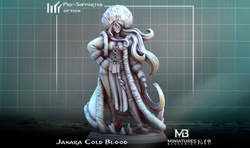 Warrioress Miniature, Janara | Tabletop RPG Miniature | Miniatures Blueprint | Roleplaying 3D Printed Fantasy Mini - 3DPrintDen