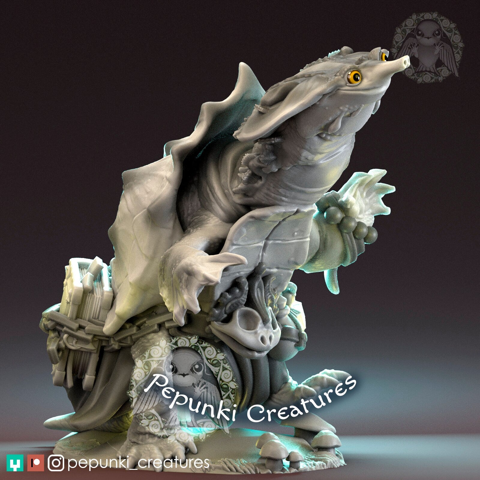 Mata Mata Sorcerer Miniature | Tabletop RPG Miniature | Pepunki Creatures | Roleplaying 3D Printed Fantasy Mini - 3DPrintDen