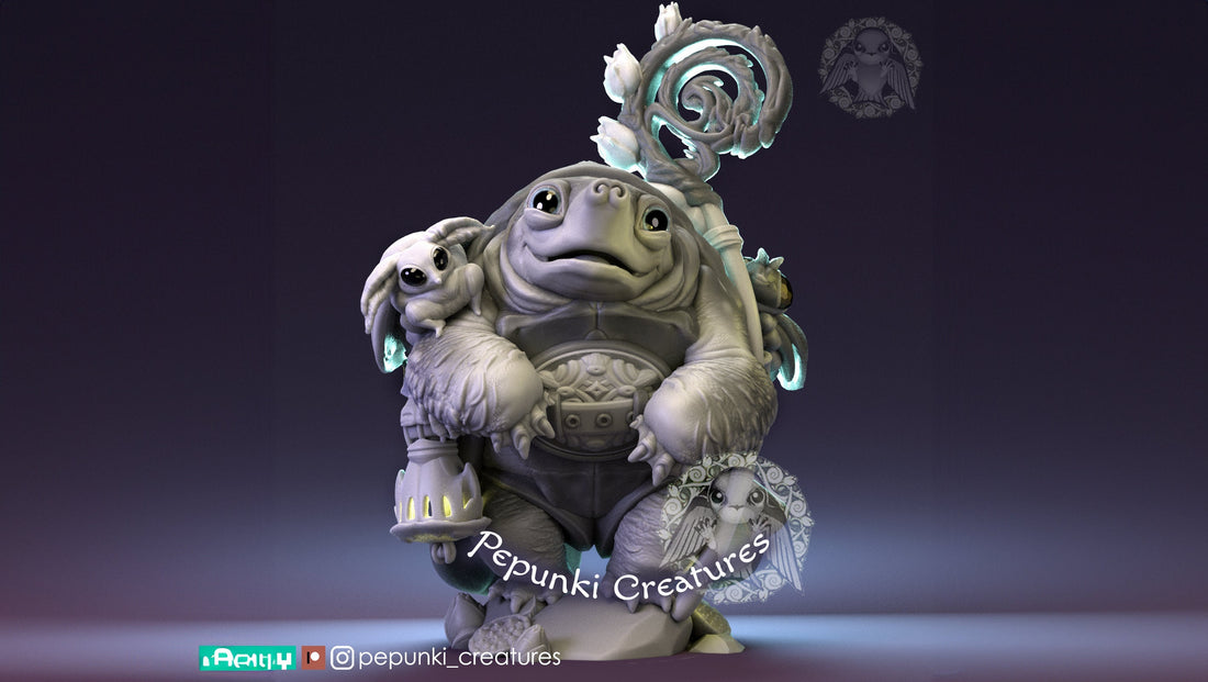 Pig-Nosed Turtle Druid Miniature | Tabletop RPG Miniature | Pepunki Creatures | Roleplaying 3D Printed Fantasy Mini - 3DPrintDen