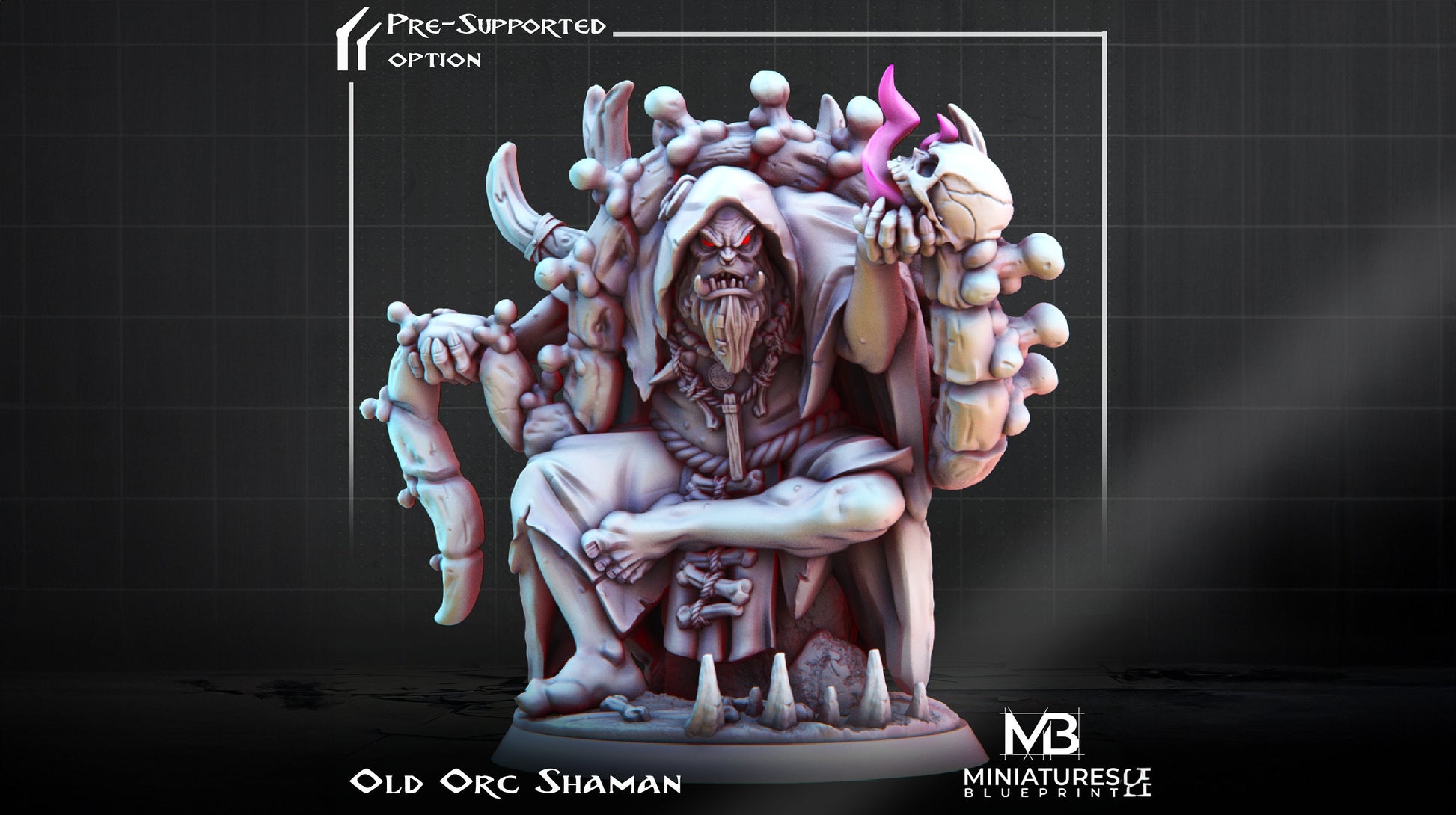 Old Orc Shaman Miniature | Tabletop RPG Miniature | Miniatures Blueprint | Roleplaying 3D Printed Fantasy Mini - 3DPrintDen