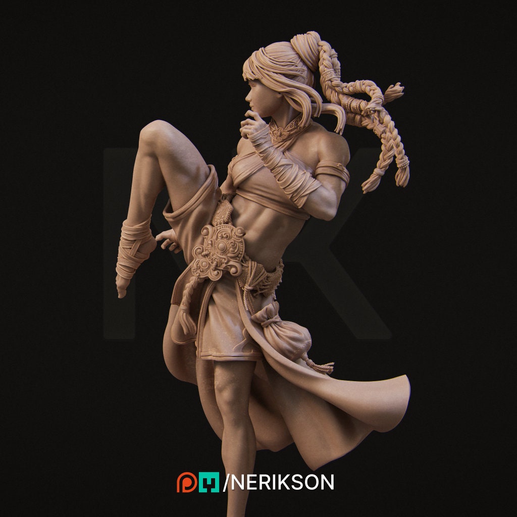 Female Monk Miniature, Jingwei | Tabletop RPG Miniature | Nerikson | Roleplaying 3D Printed Fantasy Mini - 3DPrintDen