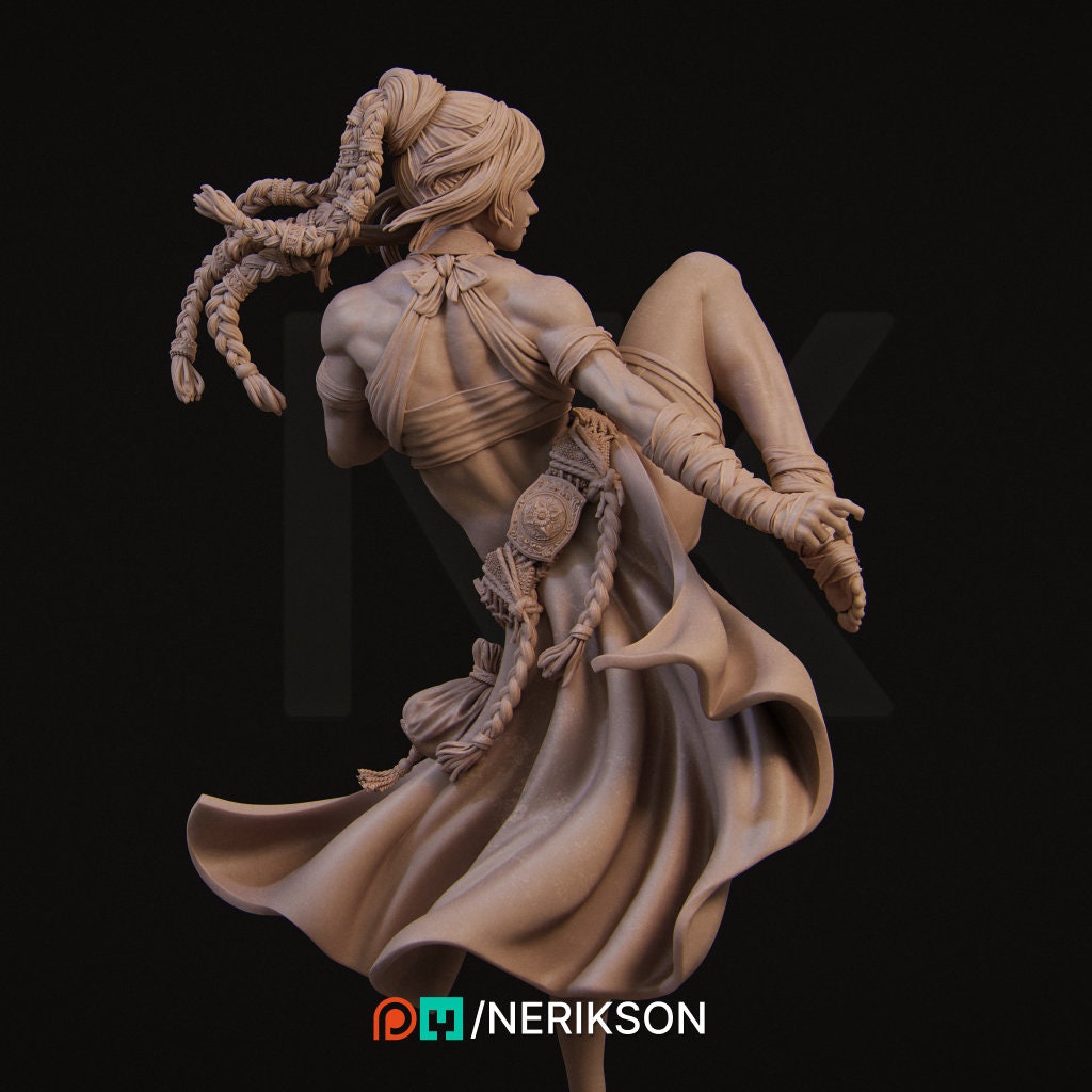 Female Monk Miniature, Jingwei | Tabletop RPG Miniature | Nerikson | Roleplaying 3D Printed Fantasy Mini - 3DPrintDen