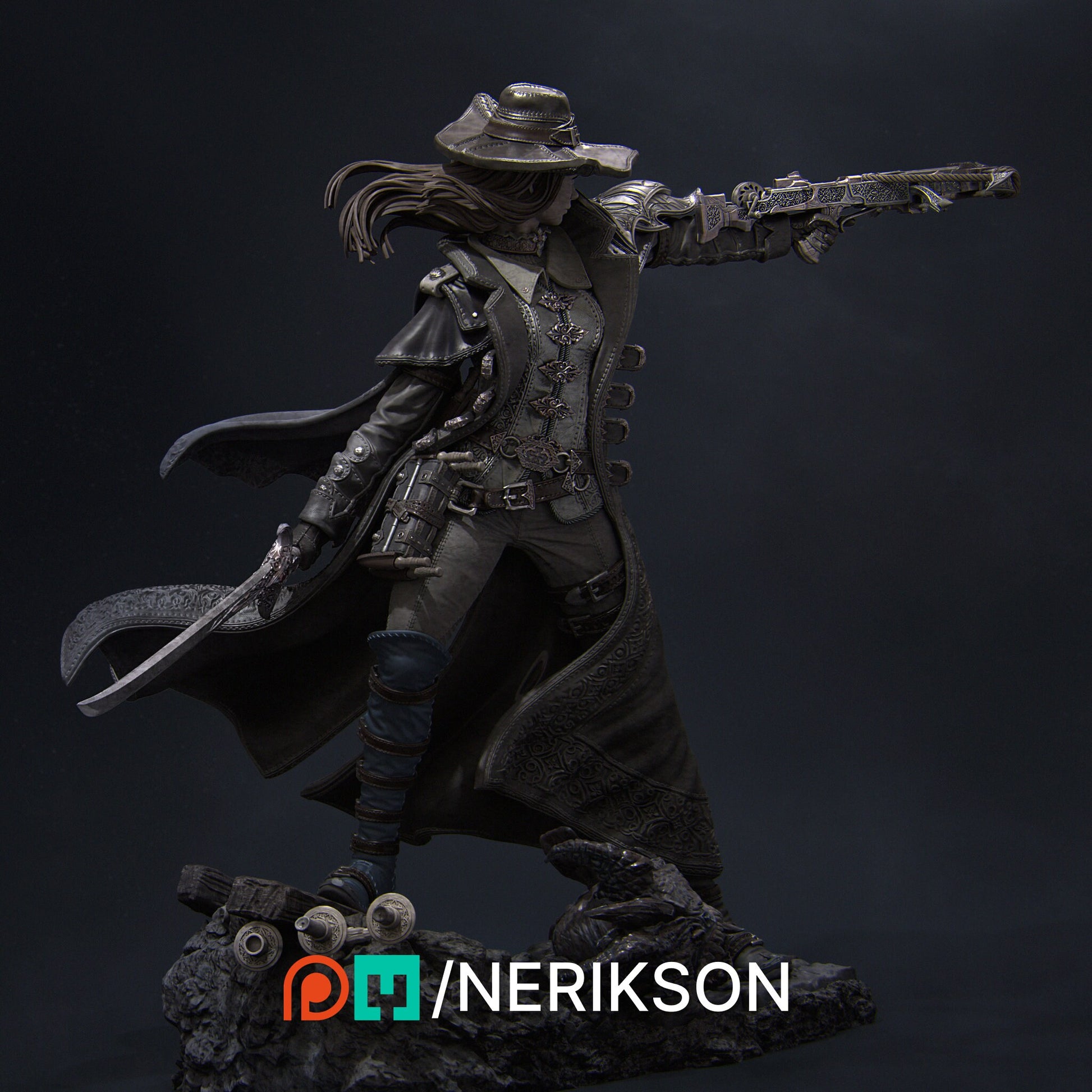 Female Demon Hunter Miniature, Valeria | Tabletop RPG Miniature | Nerikson | Roleplaying 3D Printed Fantasy Mini - 3DPrintDen