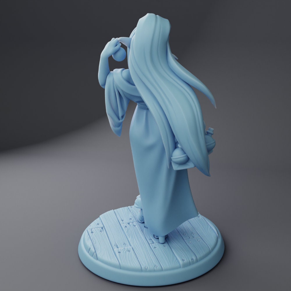 Female Elf Merchant Miniature, Silfie | Twin Goddess Miniatures | Tabletop RPG Miniature | Roleplaying 3D Printed Fantasy Mini - 3DPrintDen