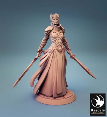 Female Knight | Tabletop RPG Miniature | Rescale Miniature | Roleplaying 3D Printed Fantasy Mini - 3DPrintDen