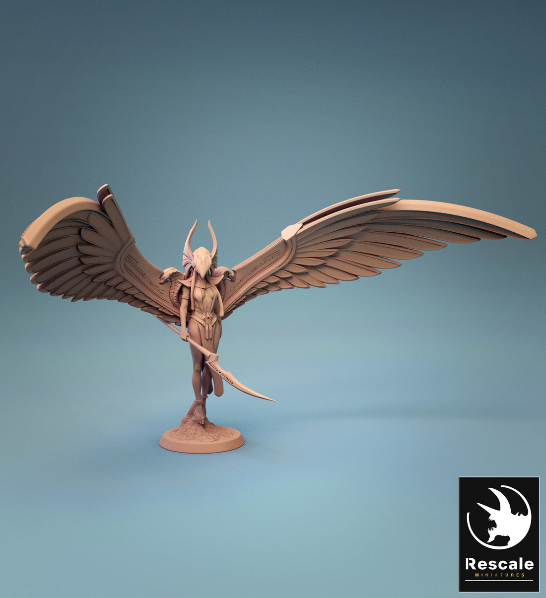 Valkyrie Horus Miniature | Tabletop RPG Miniature | Rescale Miniature | Roleplaying 3D Printed Fantasy Mini - 3DPrintDen