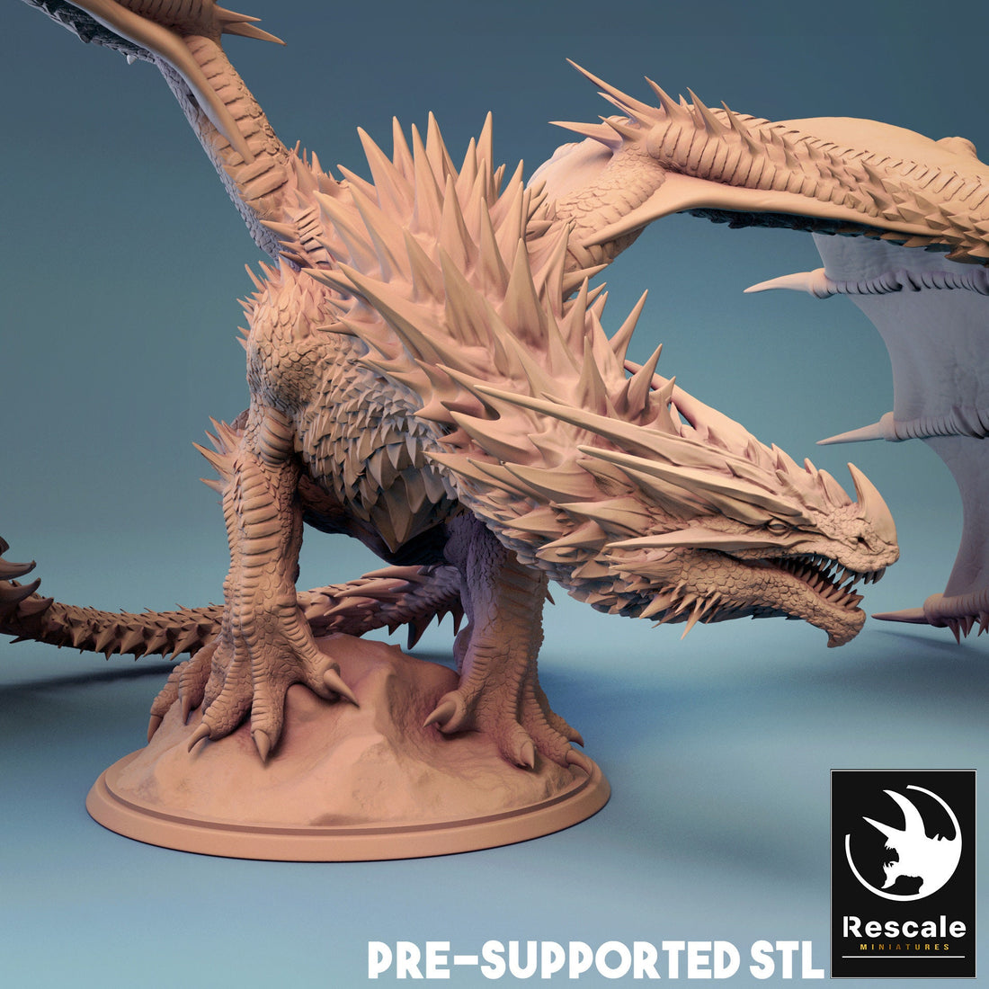 Adult Red Dragon Miniature | Tabletop RPG Miniature | Rescale Miniature | Roleplaying 3D Printed Fantasy Mini - 3DPrintDen