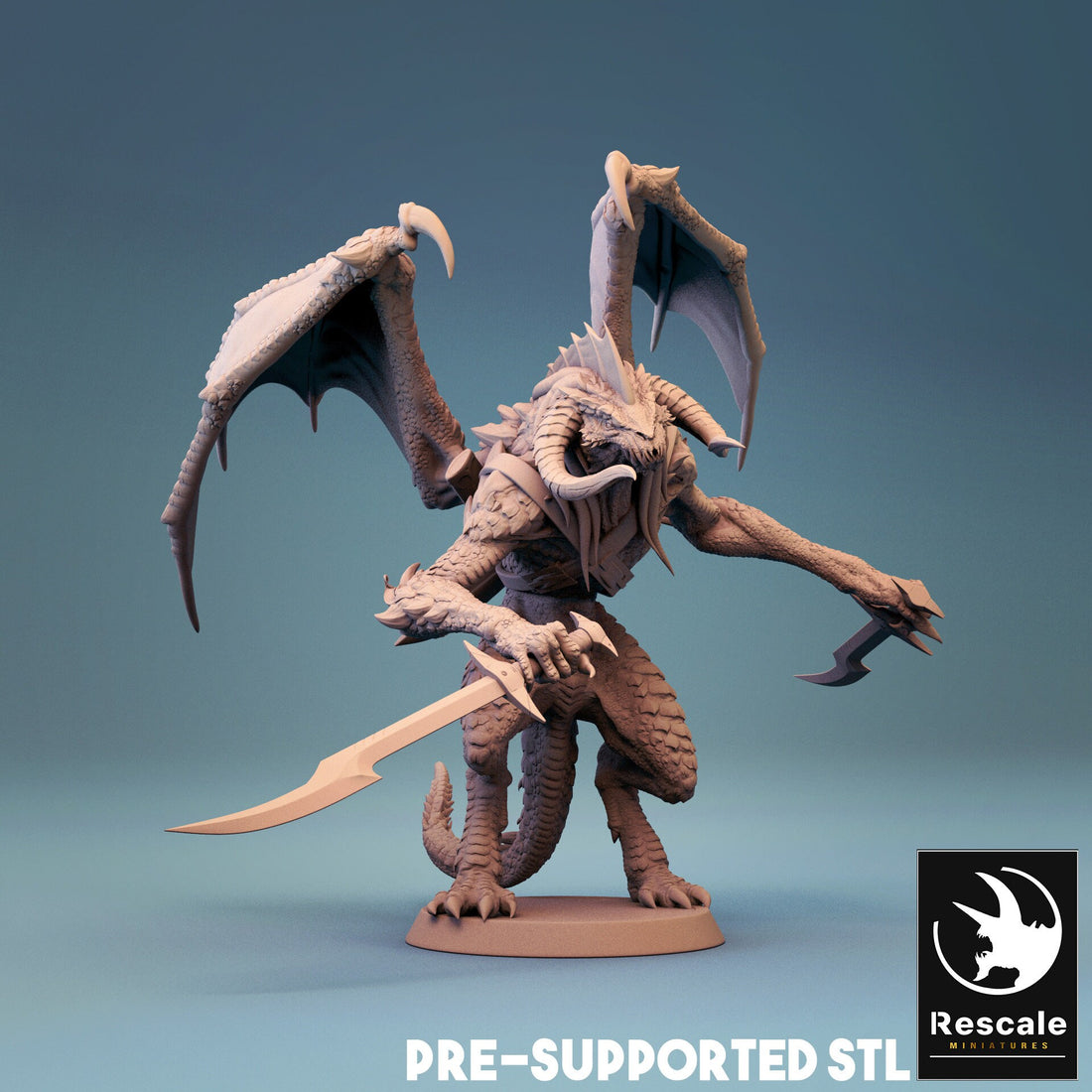 Abishai Miniature | Tabletop RPG Miniature | Rescale Miniature | Roleplaying 3D Printed Fantasy Mini - 3DPrintDen