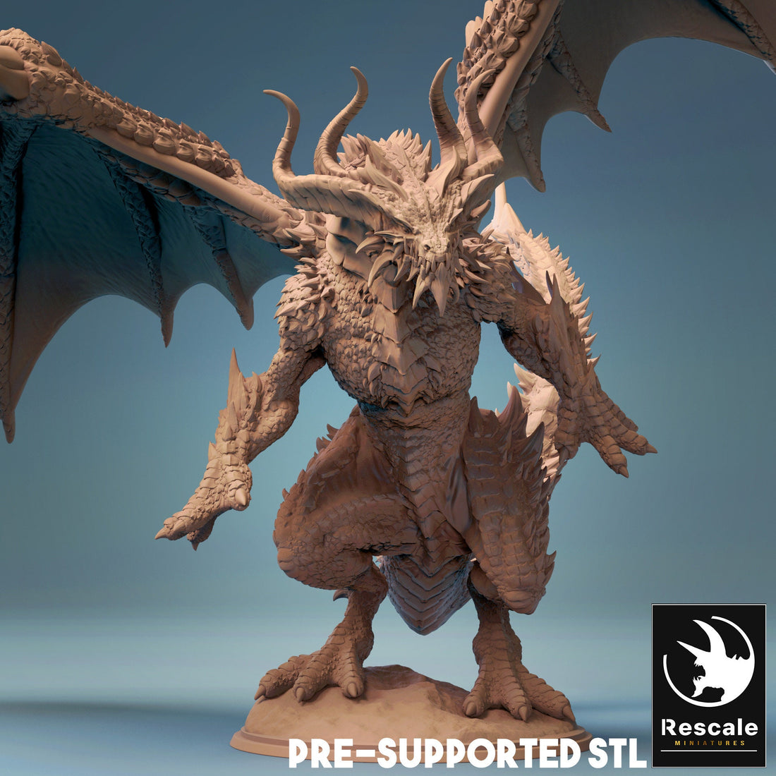 Bahamut Dragon Miniature | Tabletop RPG Miniature | Rescale Miniature | Roleplaying 3D Printed Fantasy Mini - 3DPrintDen