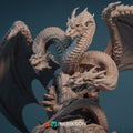 Three-Headed Dragon Miniature, Zmei | Tabletop RPG Miniature | Nerikson | Roleplaying 3D Printed Fantasy Mini - 3DPrintDen