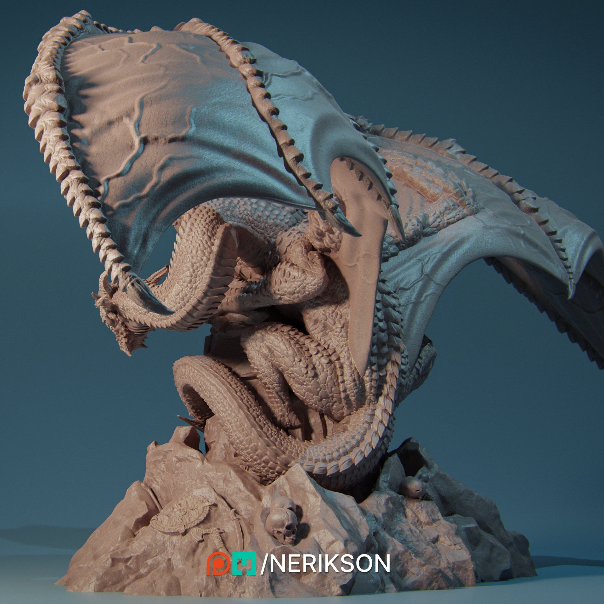Three-Headed Dragon Miniature for Tabletop RPG