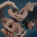 Three-Headed Dragon Miniature, Zmei | Tabletop RPG Miniature | Nerikson | Roleplaying 3D Printed Fantasy Mini - 3DPrintDen