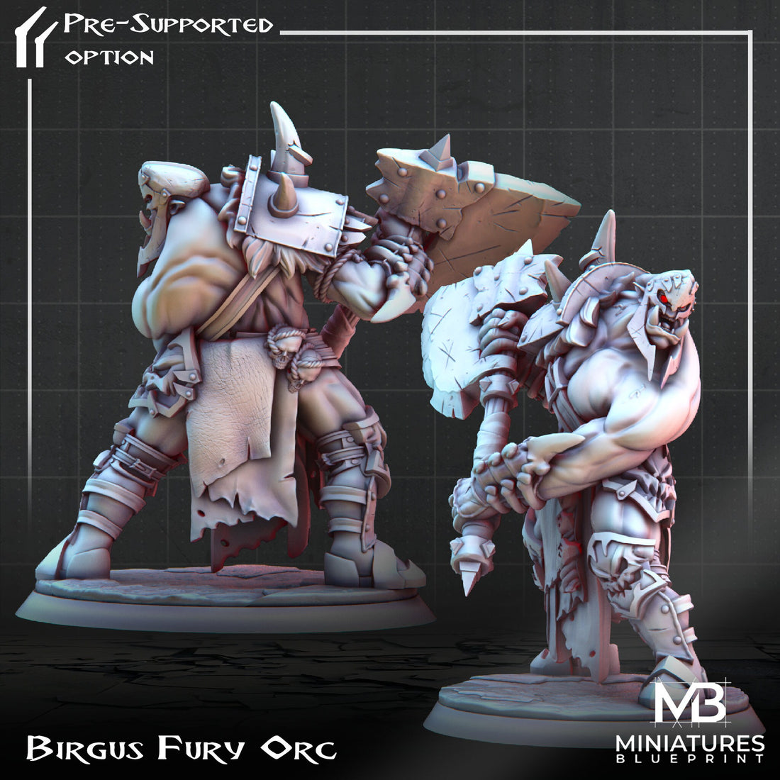 Fury Orc Miniature | Tabletop RPG Miniature | Miniatures Blueprint | Roleplaying 3D Printed Fantasy Mini - 3DPrintDen