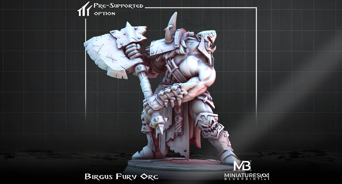 Fury Orc Miniature | Tabletop RPG Miniature | Miniatures Blueprint | Roleplaying 3D Printed Fantasy Mini - 3DPrintDen