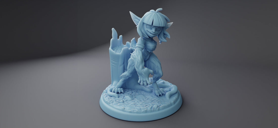 Female Goblin Werewolf Miniature, Mirabel | Twin Goddess Miniatures | Tabletop RPG Miniature | Roleplaying 3D Printed Fantasy Mini - 3DPrintDen