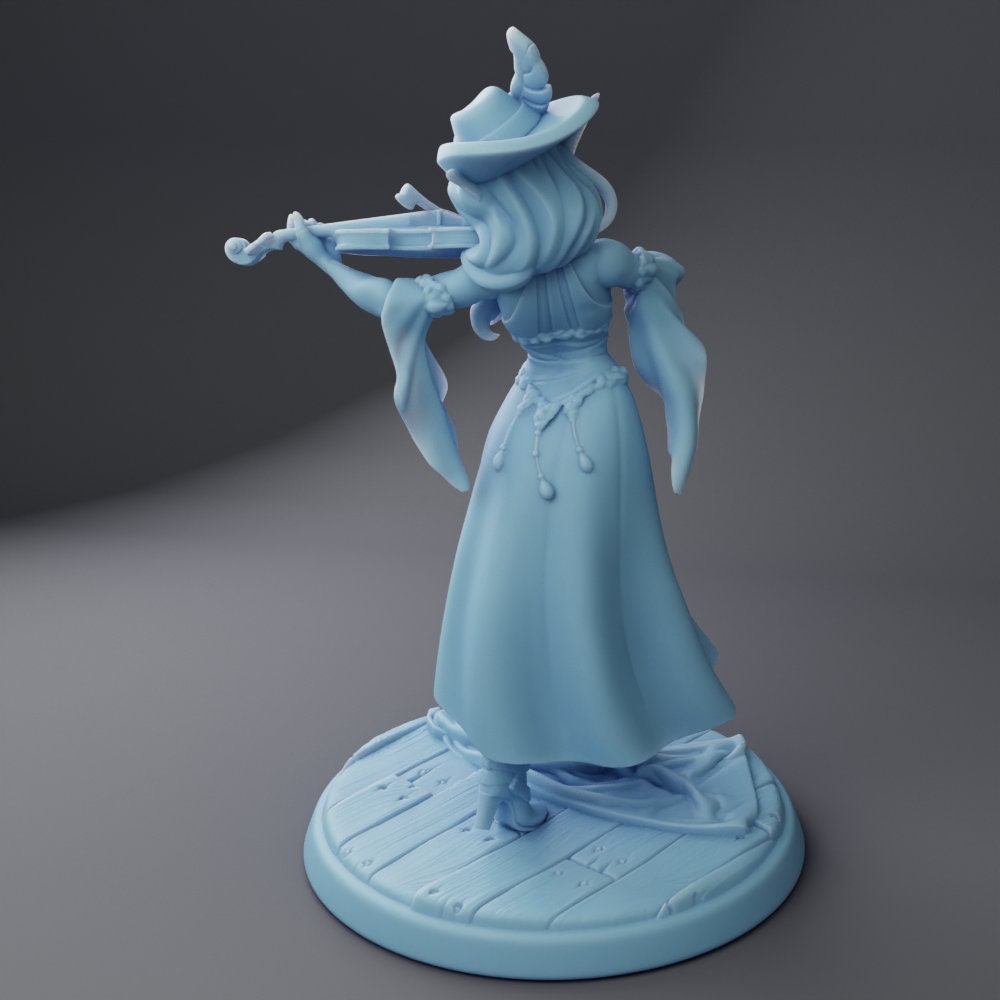 Female Bard Miniature, Silv | Twin Goddess Miniatures | Tabletop RPG Miniature | Roleplaying 3D Printed Fantasy Mini - 3DPrintDen