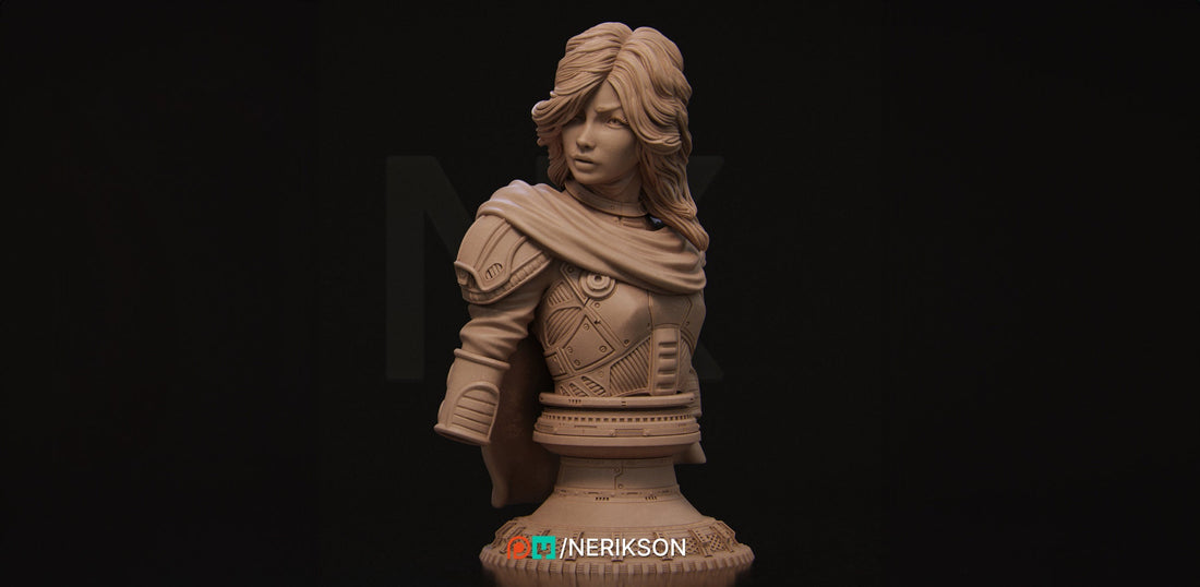 Female Traveler Bust, Alyara | Tabletop RPG Miniature | Nerikson | Roleplaying 3D Printed Fantasy Mini - 3DPrintDen