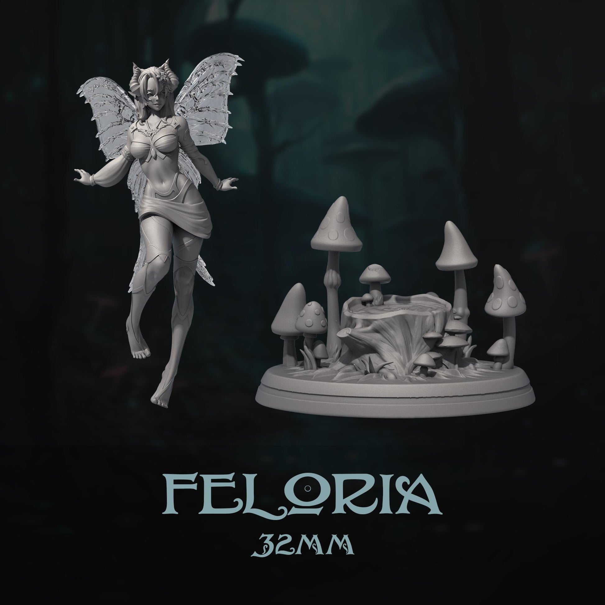 Fairy Miniature, Feloria | Tabletop RPG Miniature | Dungeons and Maidens | Roleplaying 3D Printed Fantasy Mini - 3DPrintDen