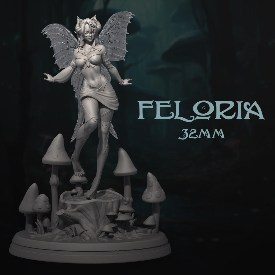 Fairy Miniature, Feloria | Tabletop RPG Miniature | Dungeons and Maidens | Roleplaying 3D Printed Fantasy Mini - 3DPrintDen