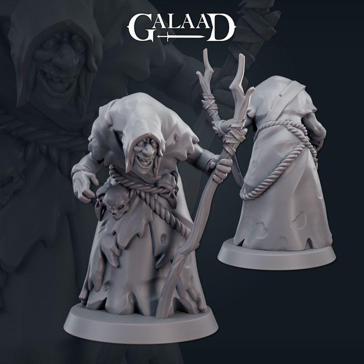 Witches Miniature | Tabletop RPG Miniature | Galaad Miniatures | Roleplaying 3D Printed Fantasy Mini - 3DPrintDen