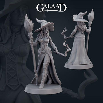 Witch with a Wand Miniature | Tabletop RPG Miniature | Galaad Miniatures | Roleplaying 3D Printed Fantasy Mini - 3DPrintDen