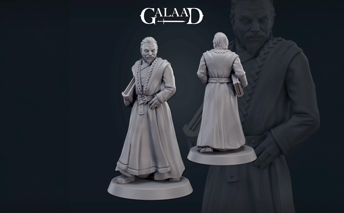 King's Advisor Miniature | Tabletop RPG Miniature | Galaad Miniatures | Roleplaying 3D Printed Fantasy Mini - 3DPrintDen