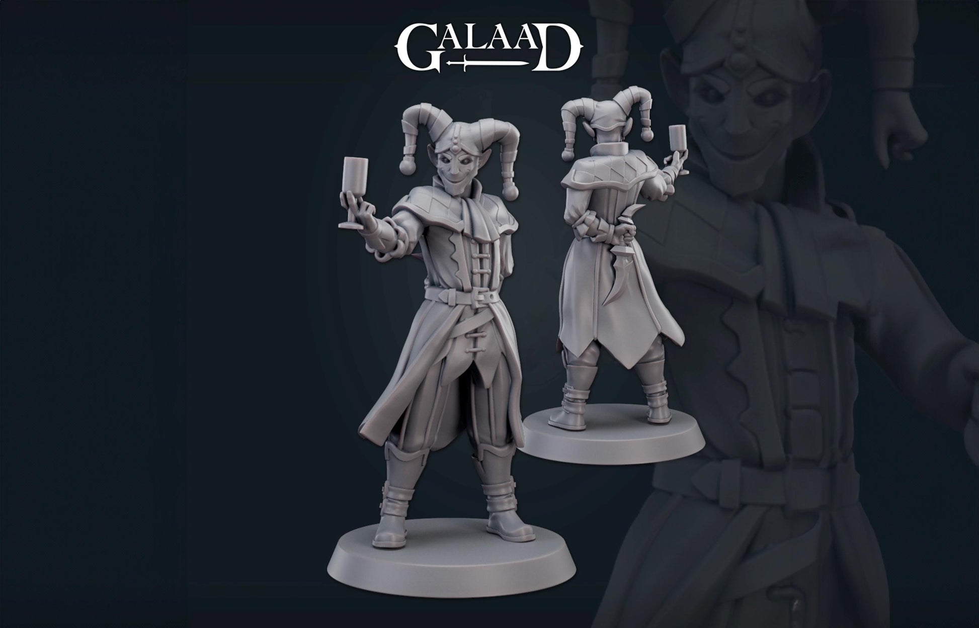 Court Jester Miniature | Tabletop RPG Miniature | Galaad Miniatures | Roleplaying 3D Printed Fantasy Mini - 3DPrintDen