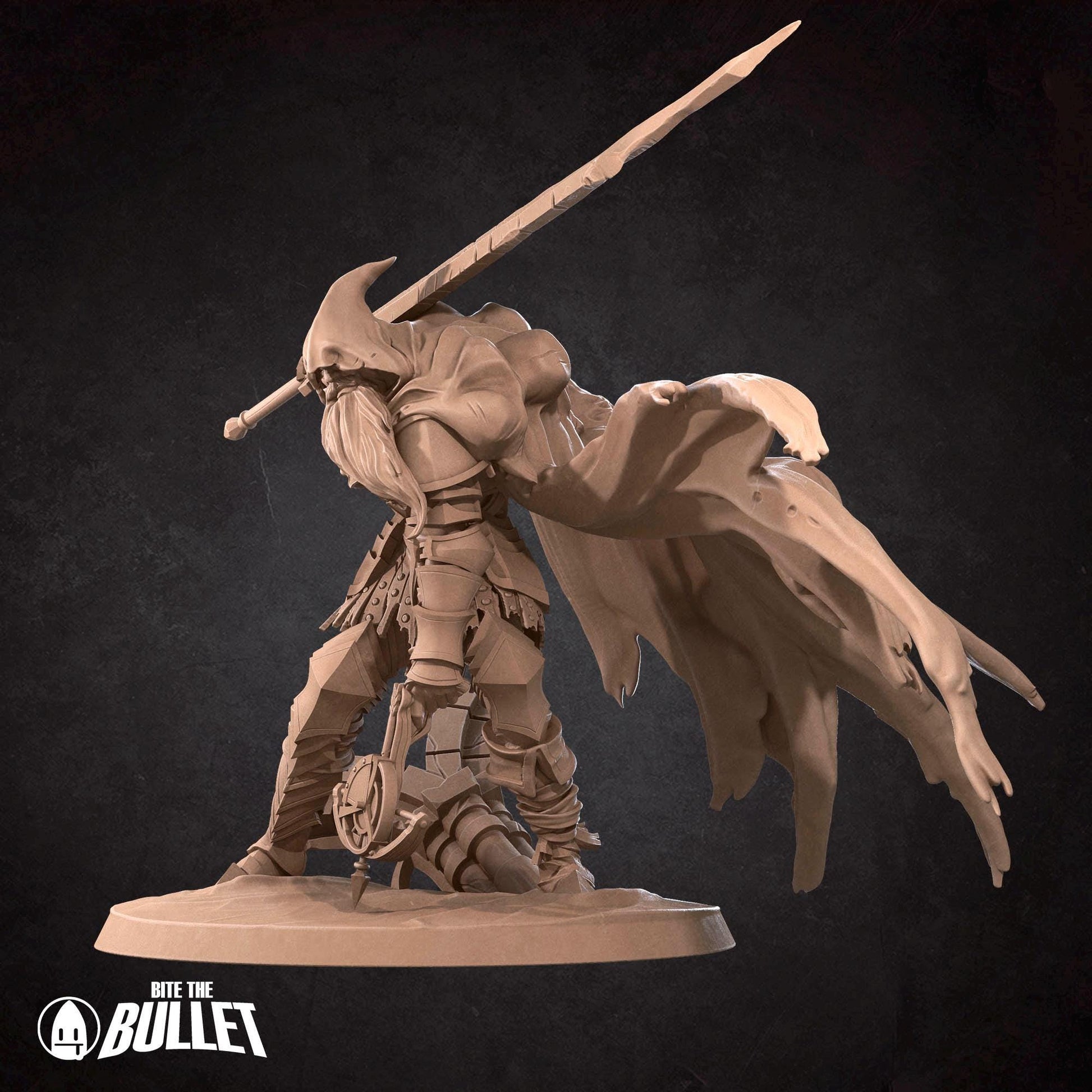 Slave Knight Miniature, Gabriel | Tabletop RPG Miniature | Bite the Bullet | Roleplaying 3D Printed Fantasy Mini - 3DPrintDen