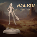 Female Warrior Miniature, Astrid | Tabletop RPG Miniature | Dungeons and Maidens | Roleplaying 3D Printed Fantasy Mini - 3DPrintDen