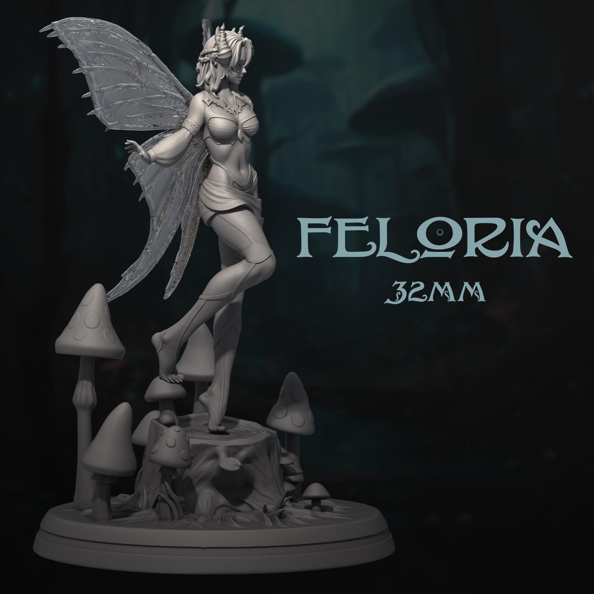 Fairy Miniature, Feloria | Tabletop RPG Miniature | Dungeons and Maidens | Roleplaying 3D Printed Fantasy Mini - 3DPrintDen