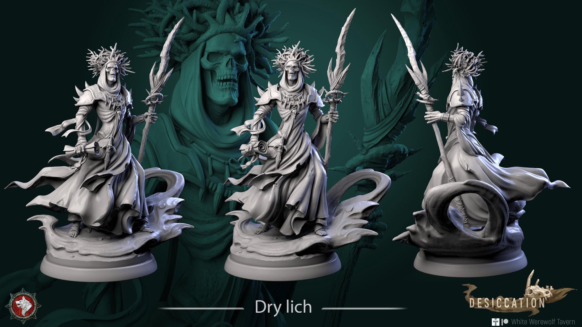 Lich Miniature | Tabletop RPG Miniature | White Werewolf Tavern | Roleplaying 3D Printed Fantasy Mini - 3DPrintDen