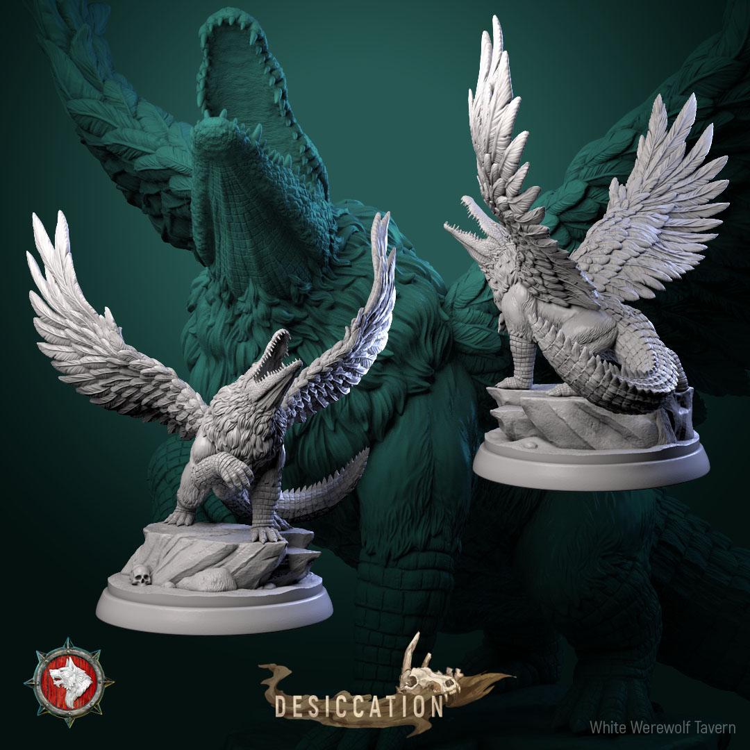 Crocosphinx Miniature | Tabletop RPG Miniature | White Werewolf Tavern | Roleplaying 3D Printed Fantasy Mini - 3DPrintDen