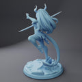 Female Tiefling Fighter Miniature, Neferit | Twin Goddess Miniatures | Tabletop RPG Miniature | Roleplaying 3D Printed Fantasy Mini - 3DPrintDen