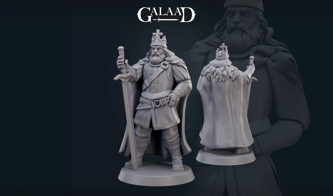 King Miniature | Tabletop RPG Miniature | Galaad Miniatures | Roleplaying 3D Printed Fantasy Mini - 3DPrintDen