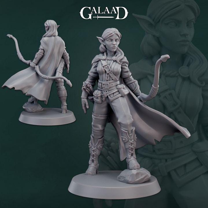 Female Elf Ranger Miniature | Tabletop RPG Miniature | Galaad Miniatures | Roleplaying 3D Printed Fantasy Mini - 3DPrintDen