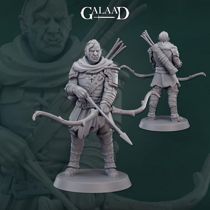 Half Orc Ranger Miniature | Tabletop RPG Miniature | Galaad Miniatures | Roleplaying 3D Printed Fantasy Mini - 3DPrintDen