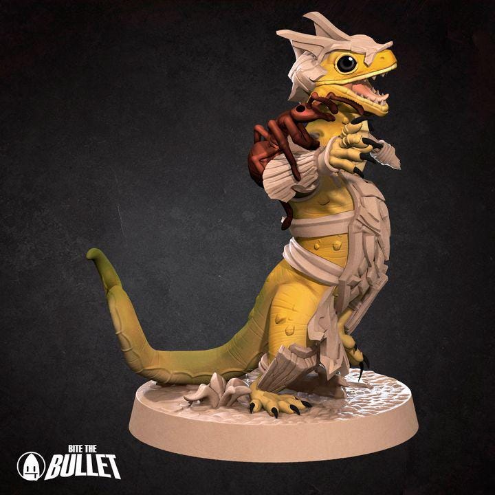 Lizardfolk Barbarian Miniature | Tabletop RPG Miniature | Bite the Bullet | Roleplaying 3D Printed Fantasy Mini - 3DPrintDen