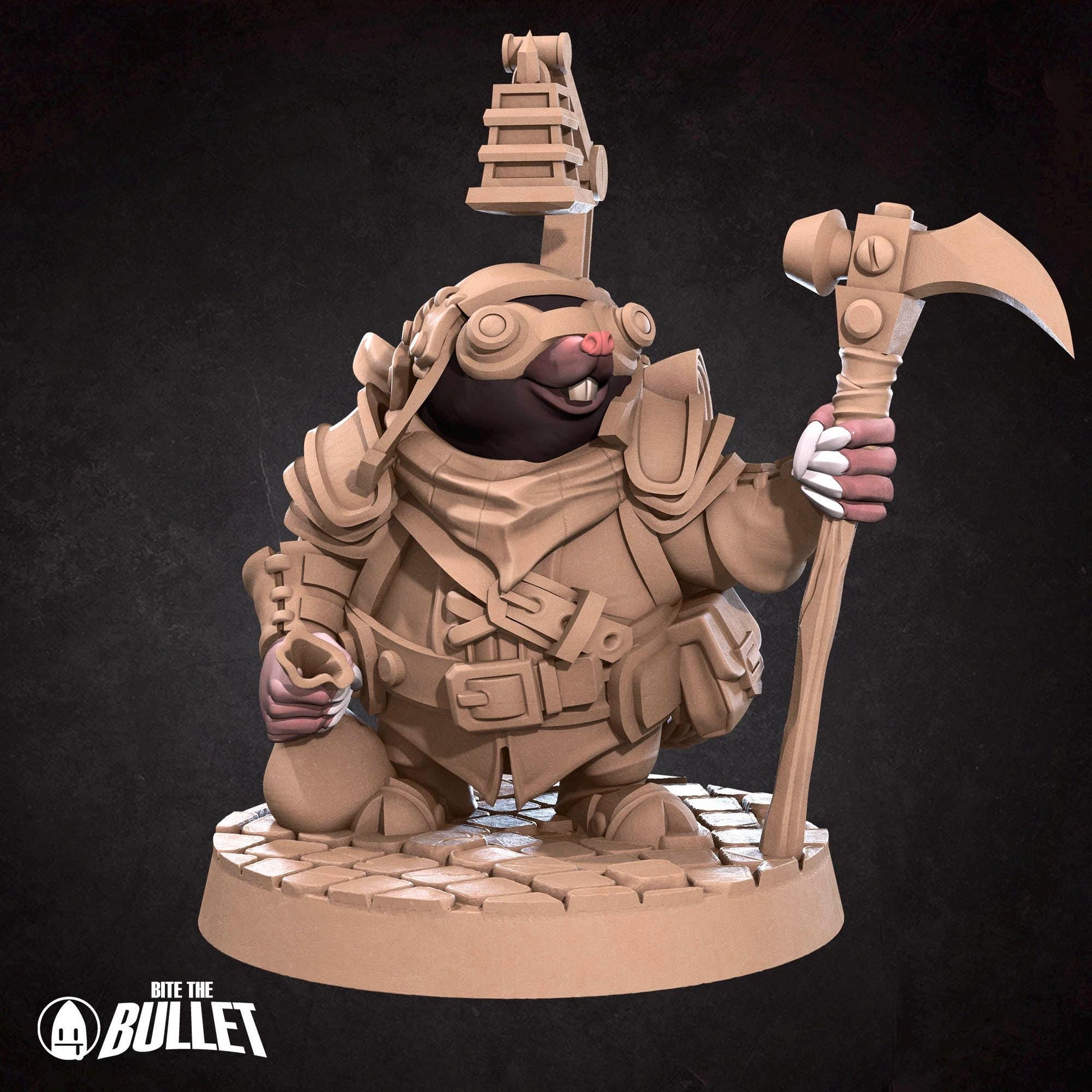 Molefolk Artificer Miniature | Tabletop RPG Miniature | Bite the Bullet | Roleplaying 3D Printed Fantasy Mini - 3DPrintDen