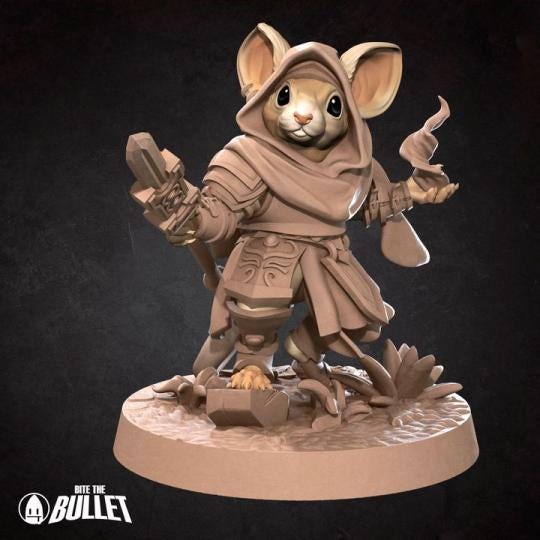 Mousefolk Cleric Miniature | Tabletop RPG Miniature | Bite the Bullet | Roleplaying 3D Printed Fantasy Mini - 3DPrintDen