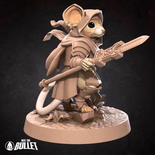 Mousefolk Cleric Miniature | Tabletop RPG Miniature | Bite the Bullet | Roleplaying 3D Printed Fantasy Mini - 3DPrintDen