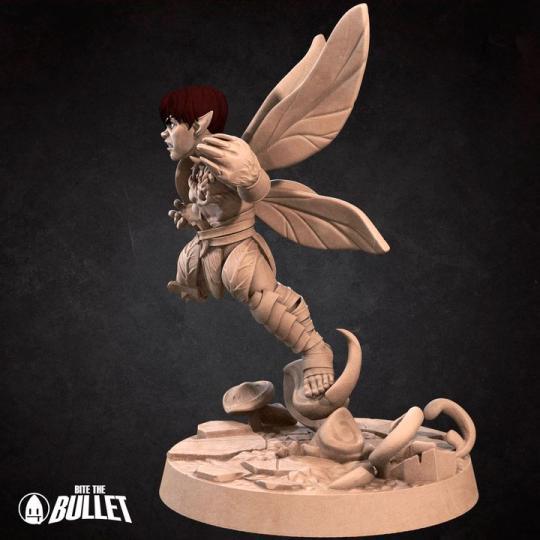 Pixie Fighter Miniature | Tabletop RPG Miniature | Bite the Bullet | Roleplaying 3D Printed Fantasy Mini - 3DPrintDen