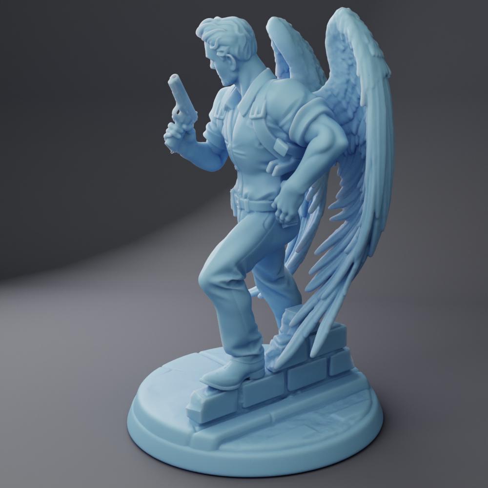 Aasimar Detective Miniature | Twin Goddess Miniatures | Tabletop RPG Miniature | Roleplaying 3D Printed Fantasy Mini - 3DPrintDen