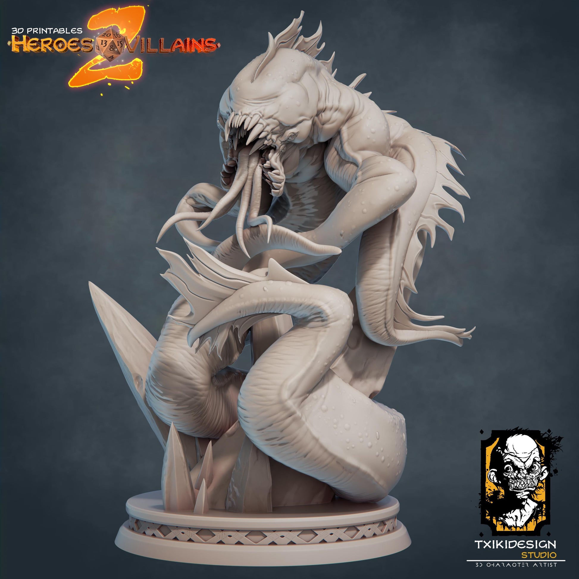 Aboleth Miniature | Tabletop RPG Miniature | Javier Txiki Tejedor | Roleplaying 3D Printed Fantasy Mini - 3DPrintDen