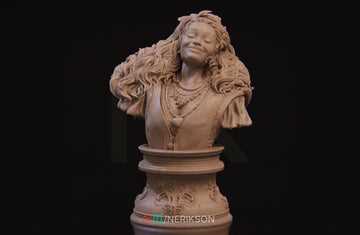 Female Bard Bust, Inithia | Tabletop RPG Miniature | Nerikson | Roleplaying 3D Printed Fantasy Mini - 3DPrintDen