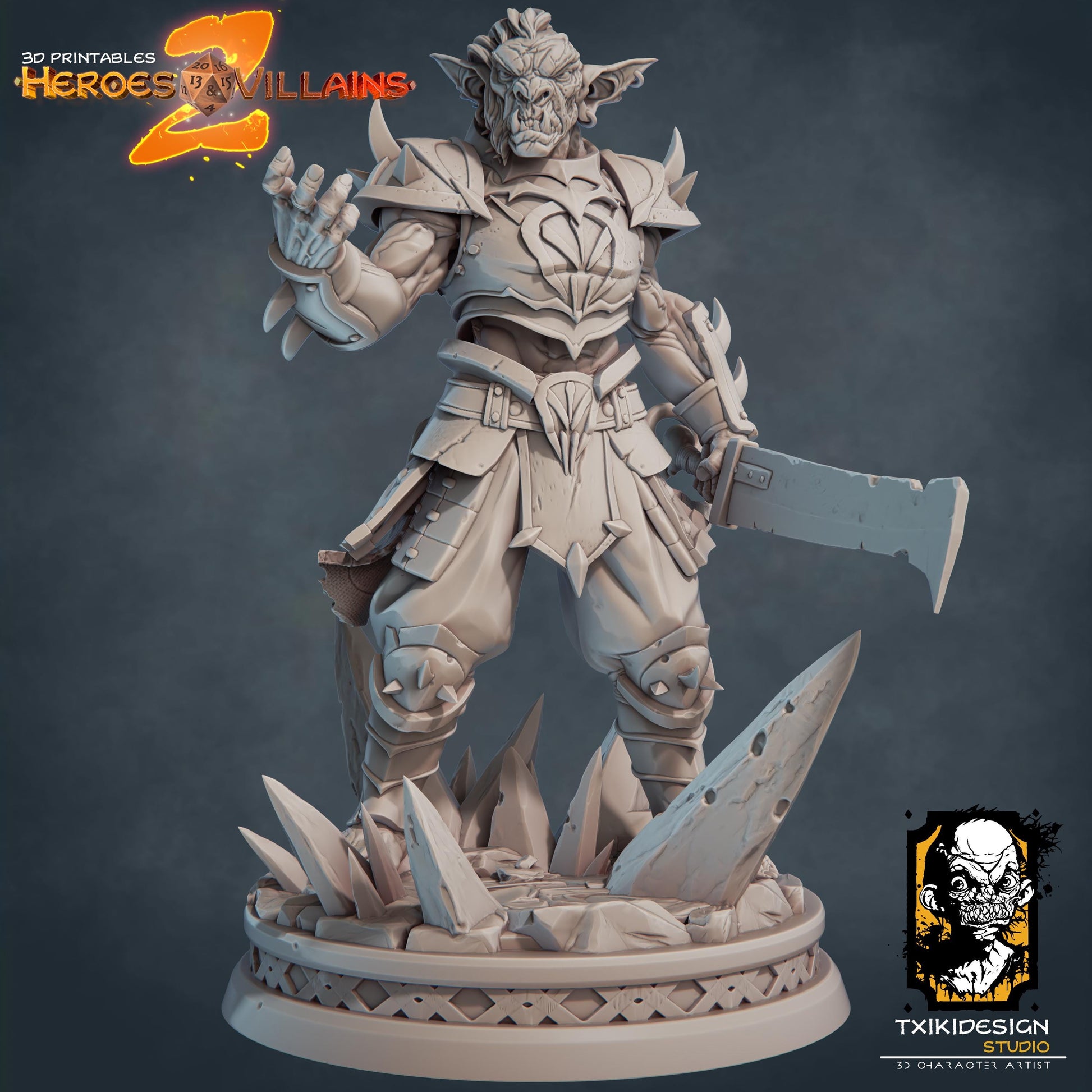 Hobgoblin Warrior Miniature | Tabletop RPG Miniature | Javier Txiki Tejedor | Roleplaying 3D Printed Fantasy Mini - 3DPrintDen