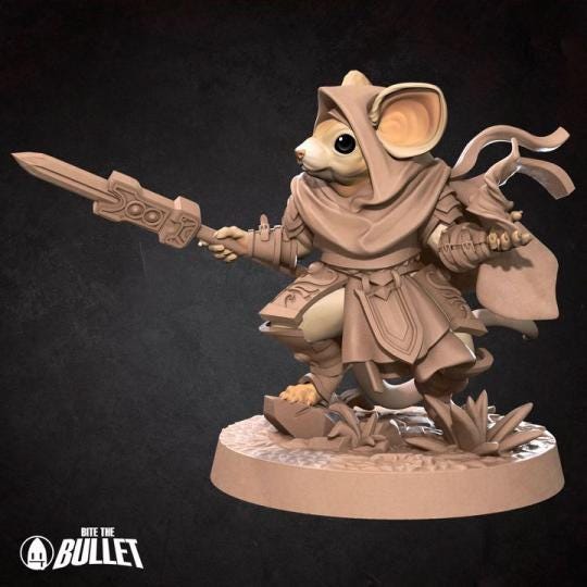 Mousefolk Cleric Miniature | Tabletop RPG Miniature | Bite the Bullet | Roleplaying 3D Printed Fantasy Mini - 3DPrintDen