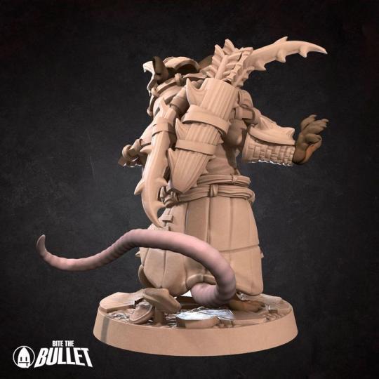 Ratfolk Hunter Miniature | Tabletop RPG Miniature | Bite the Bullet | Roleplaying 3D Printed Fantasy Mini - 3DPrintDen