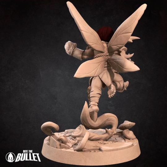 Pixie Fighter Miniature | Tabletop RPG Miniature | Bite the Bullet | Roleplaying 3D Printed Fantasy Mini - 3DPrintDen