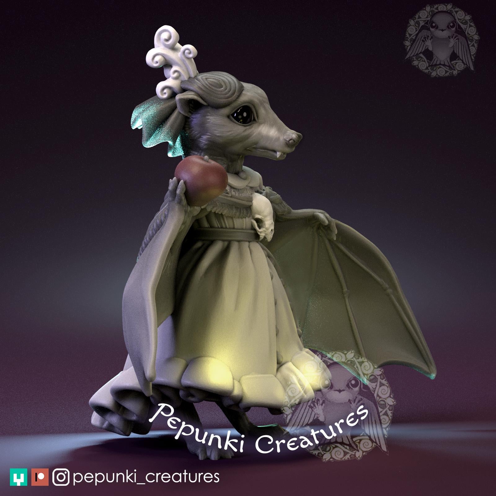 Fruit Bat Lady Miniature | Tabletop RPG Miniature | Pepunki Creatures | Roleplaying 3D Printed Fantasy Mini - 3DPrintDen